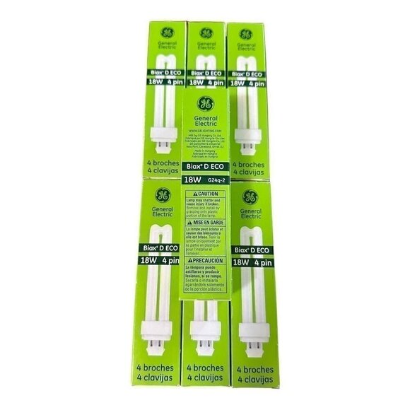 Lot Of 7 GE CFL Light Bulb General Electric Biax T/E ECO 18w 4 pin - Picture 3 of 4